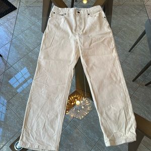 Ankle straight high rise cream jeans